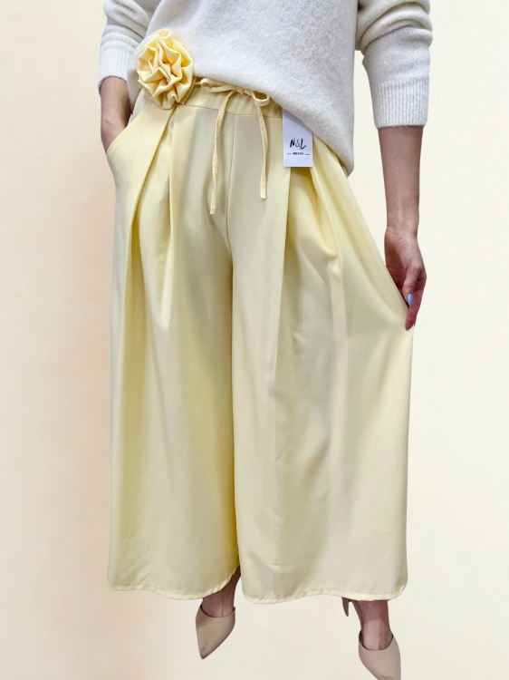 Spodnie materiałowe żółte masełkowe z wiskozy szeroka nogawka eleganckie _1.png
