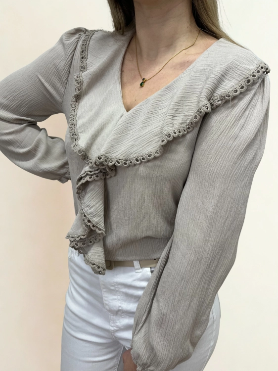 Koszula damska bluzka z falbanką beżowa 100% wiskoza_4.png